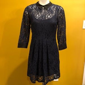 BCBGeneration Navy Lace Collared Dress size 6